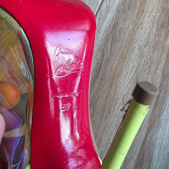 Christian Louboutin Debout 100 Patent Fushia Leather PVC Riviera Pumps. Eur. 37 - Picture 13 of 14